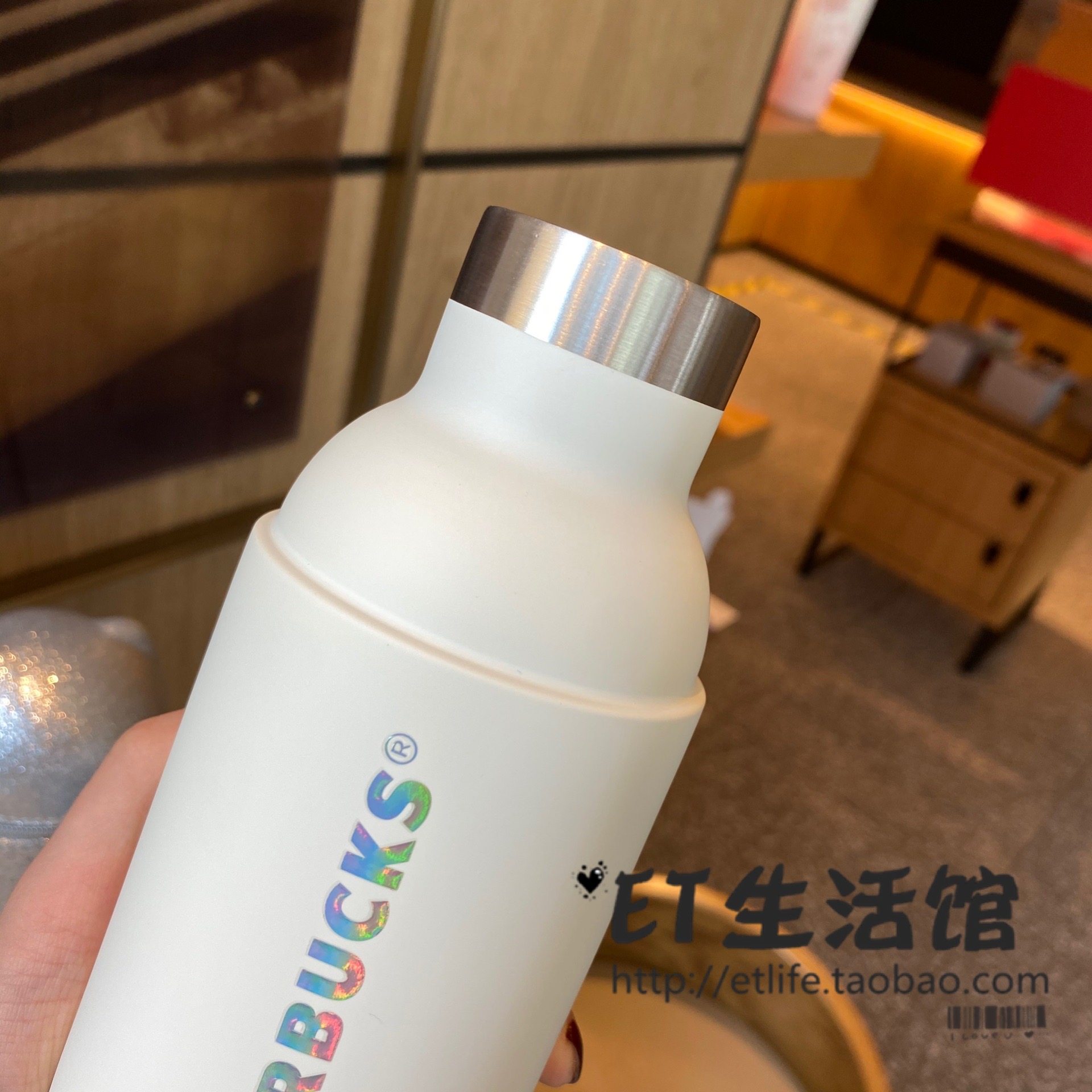 星巴克杯子2021环保镭射胶囊保温杯白色不锈钢女神保温杯