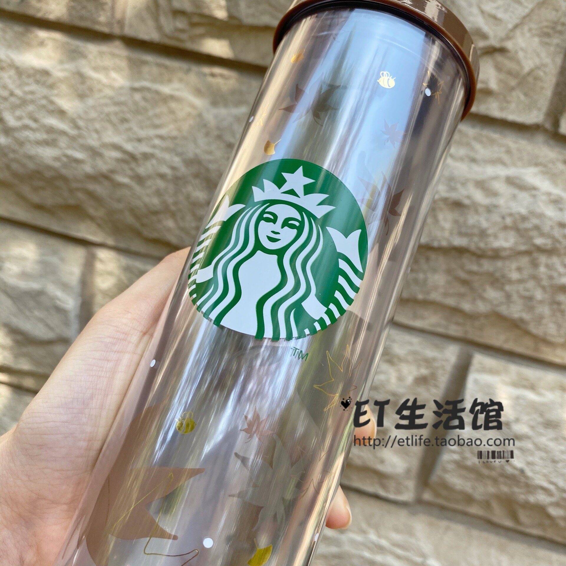 韩国星巴克杯子2021秋季新款限量秋叶大容量女生吸管杯