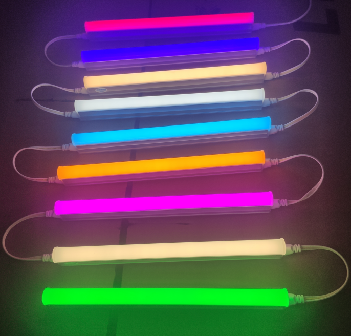 七彩变色彩色t5led灯管高亮一体化红色蓝色绿色led灯管