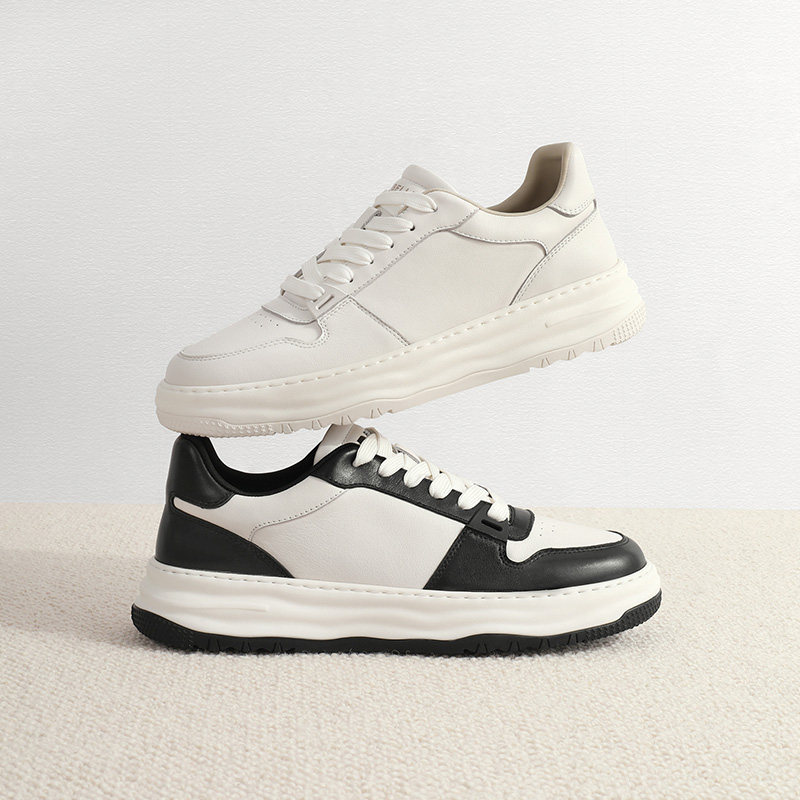 百丽厚底小白鞋男款2023秋季新款真皮休闲板鞋休闲板鞋