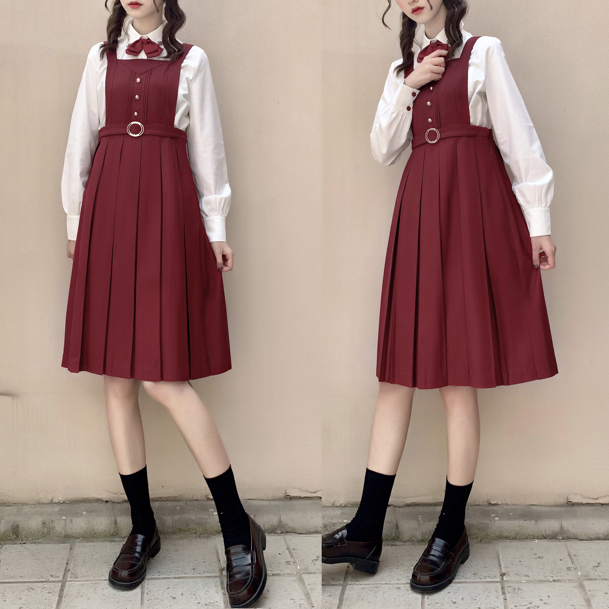 西西原创jk制服背心小高高腰显瘦版优等生两色连衣裙