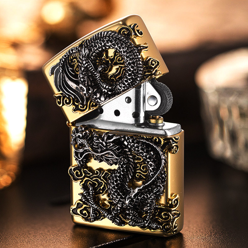 原装美国zippo打火机防风正版祥龙龙在天龙腾天下zippo