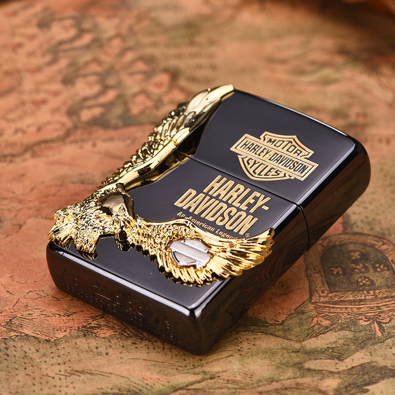 原装zippo打火机正版防风黑冰哈雷大侧hdp14王者归来zippo