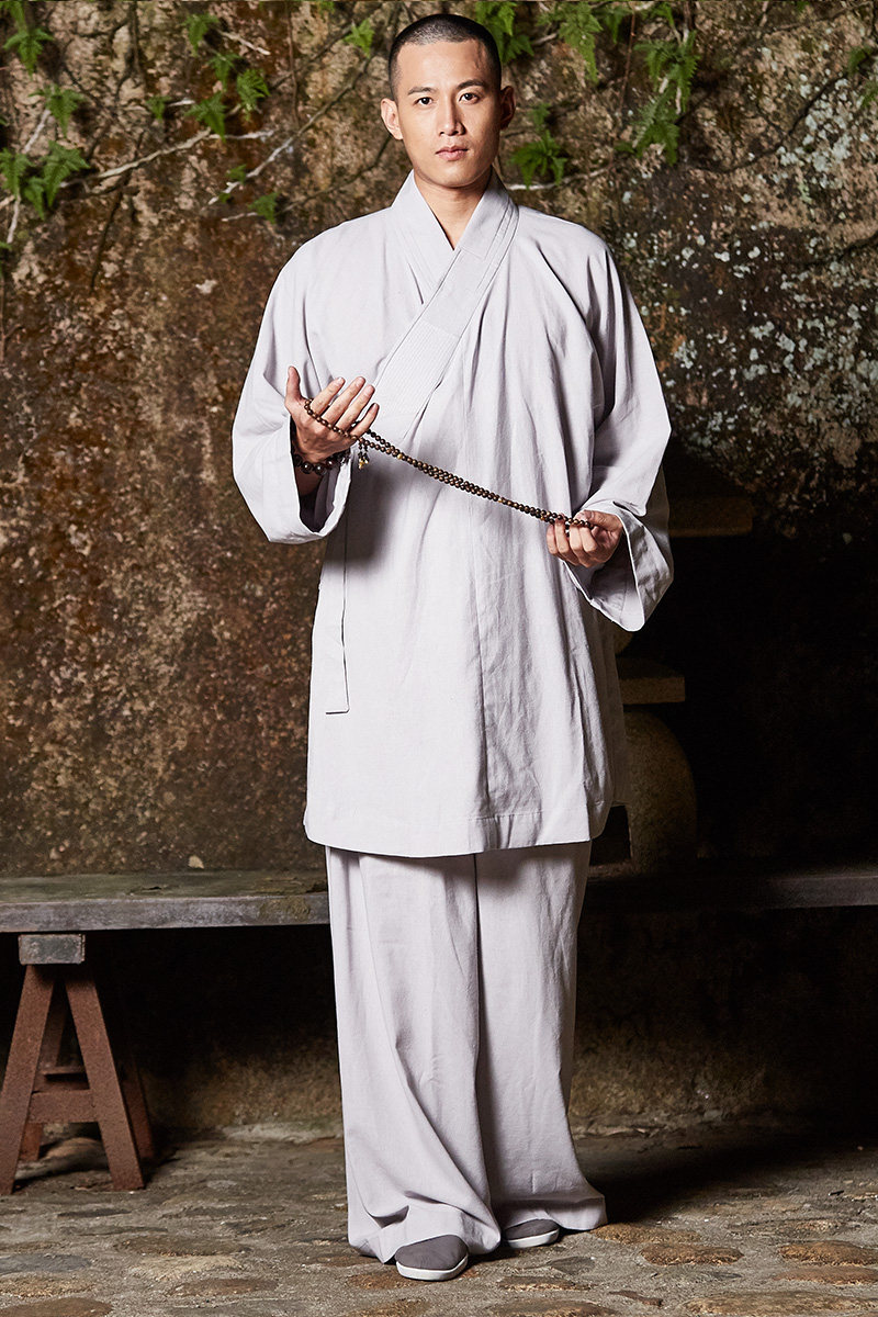 包邮慈缘亚麻僧服和尚春秋新款禅修服浅灰色民族服装