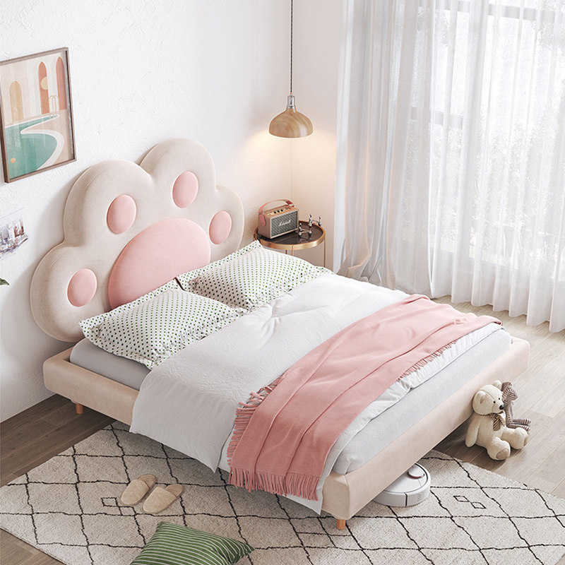 儿童北欧公主床单单人小床女孩女孩儿猫爪网红儿童床