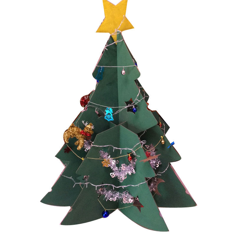 纸板超大圣诞树14米纸箱场景装饰道具diy装扮圣诞树