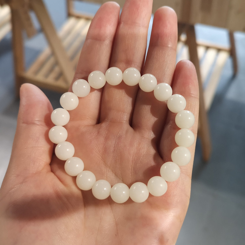 菩提白菩提天然女士男士手链白玉佛珠精品文玩手串
