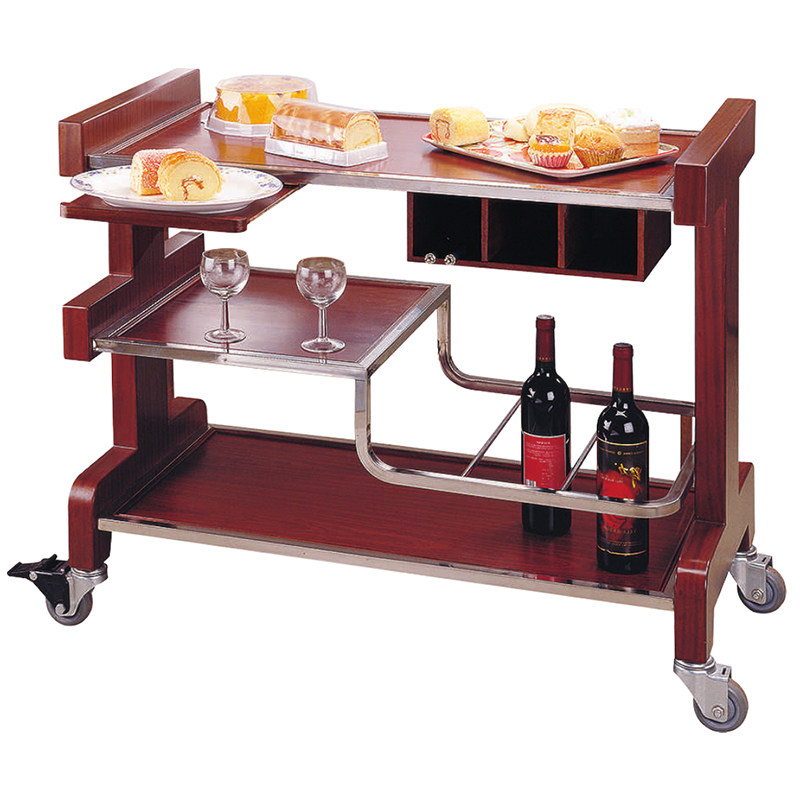 餐车酒水水车三层钢木送菜车酒店餐厅饮料料车餐车