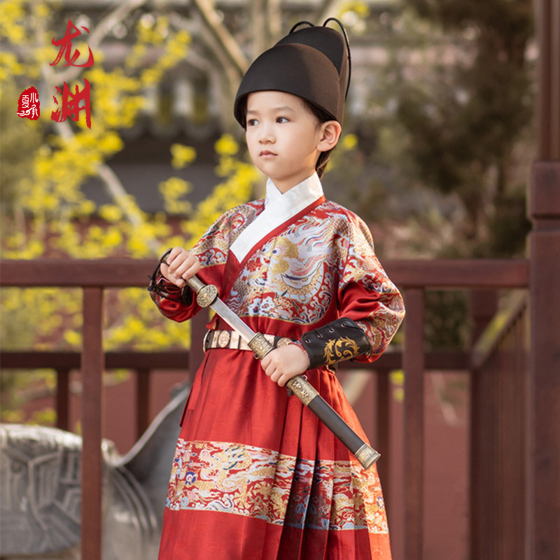 夏小承高端织金飞鱼服明曳撒锦衣卫儿童男童汉服唐装