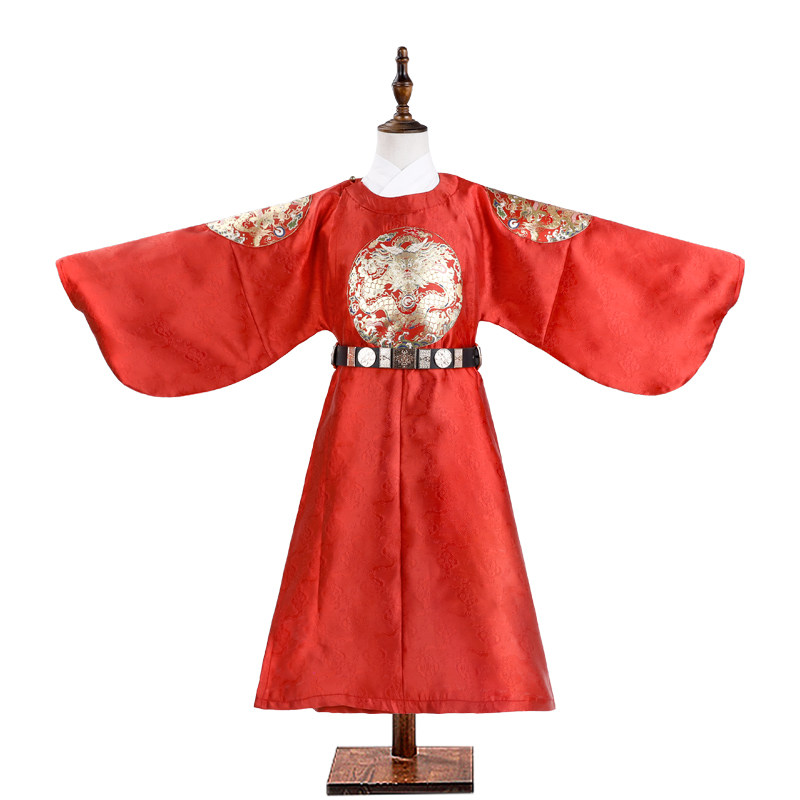 夏小承原创男童汉服明制团龙补服圆领儿童春秋宝宝唐装