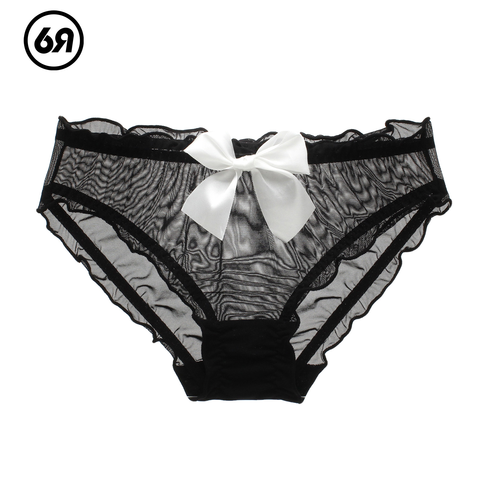 六只兔子低腰蕾丝内裤女薄款透气复古法式蝴蝶结弹力内裤