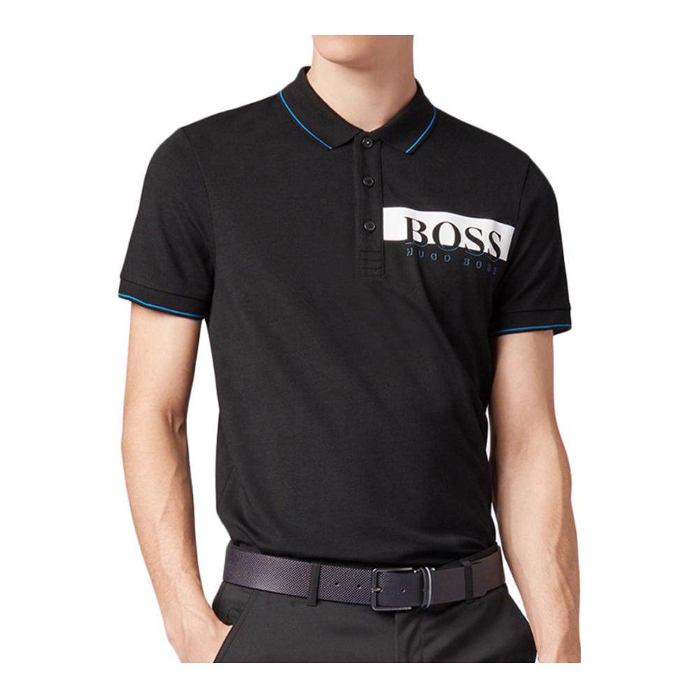hugoboss男士棉质混纺logo印花花时尚修身短袖polo衫