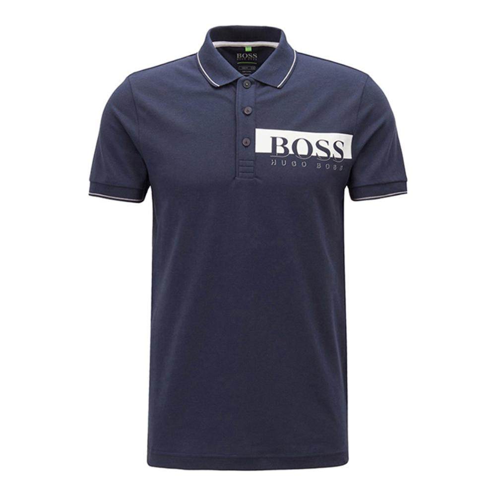 hugoboss男士棉质混纺logo印花花时尚修身短袖polo衫