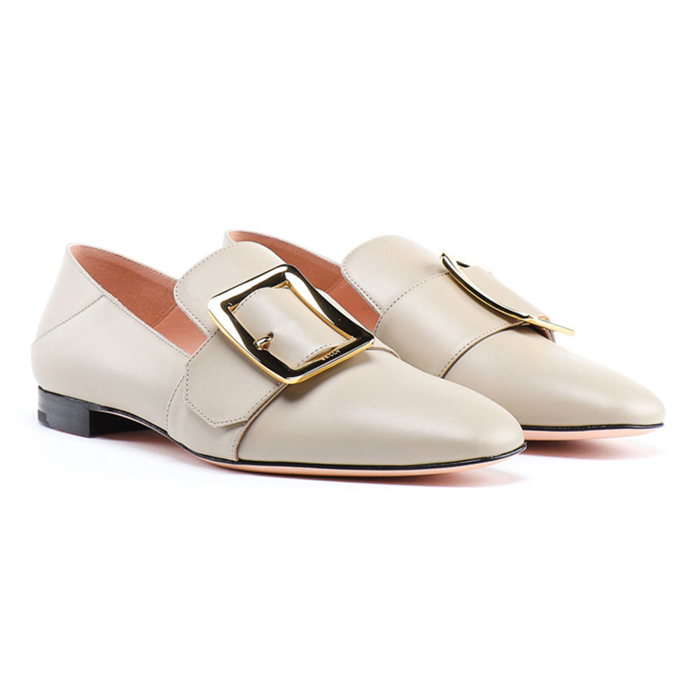 bally巴利浅灰灰色女士时尚复古优雅单鞋乐福高帮鞋