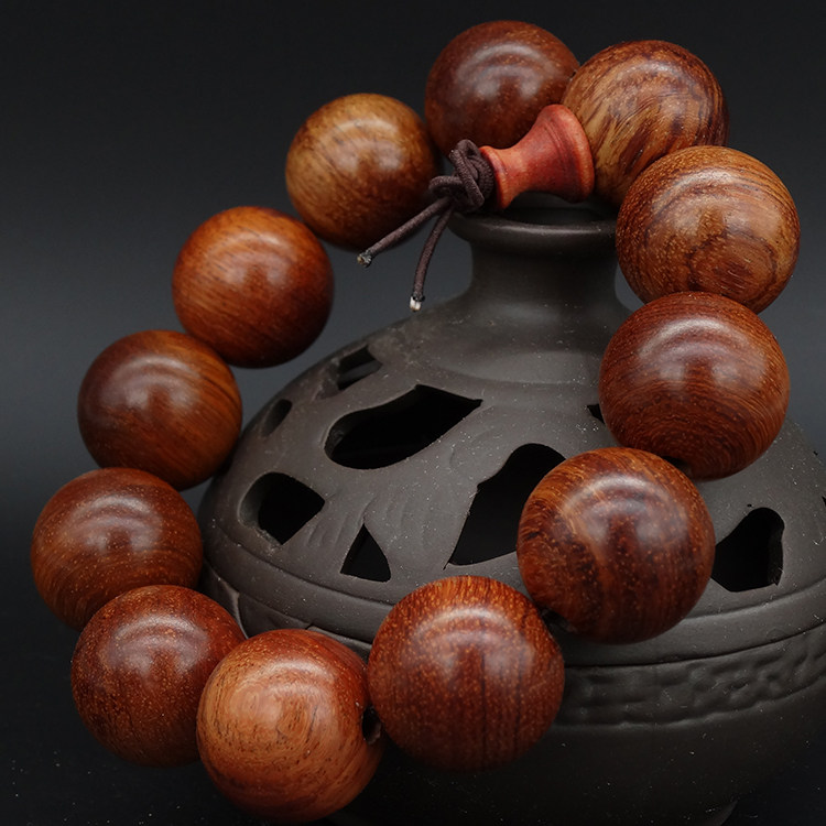 黄花梨花梨缅甸木草佛珠手串满瘤疤手链媲美海南手链