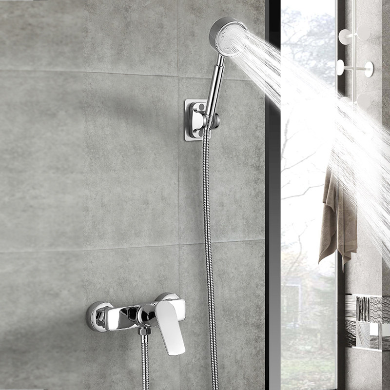 简易淋浴花洒喷头套装家用全铜浴室洗澡淋雨头热水器手持增压沐浴