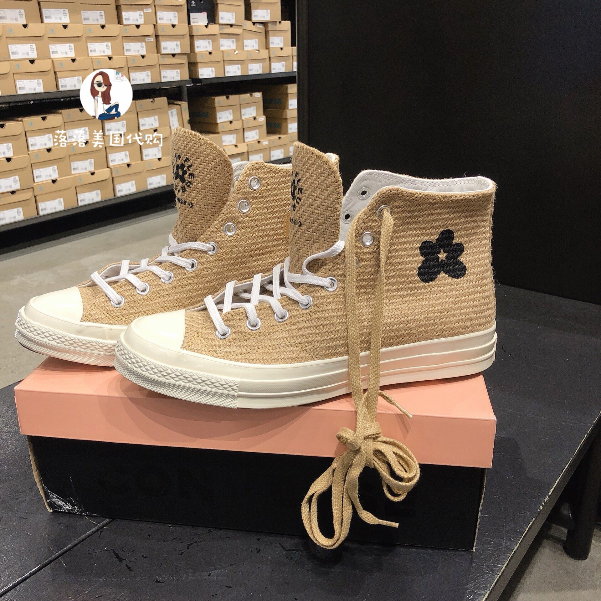 落落美国 converse x golf le fleur 匡威小花联名粗麻布163170c