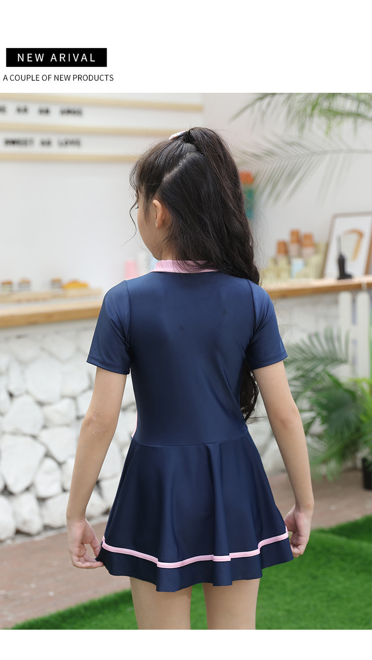 泳装新款女童泳衣儿童女孩连体裙式游泳衣可爱儿童泳衣