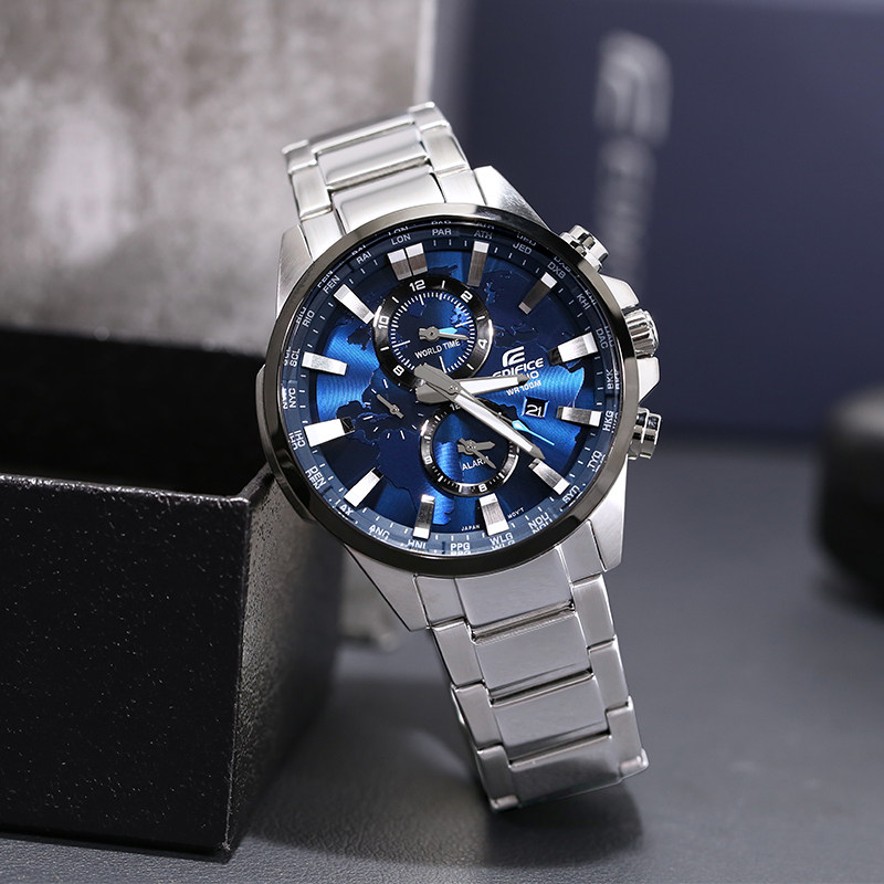 卡西欧手表edifice绿水鬼黑暗之心世界地图商务石英表efr303db日韩