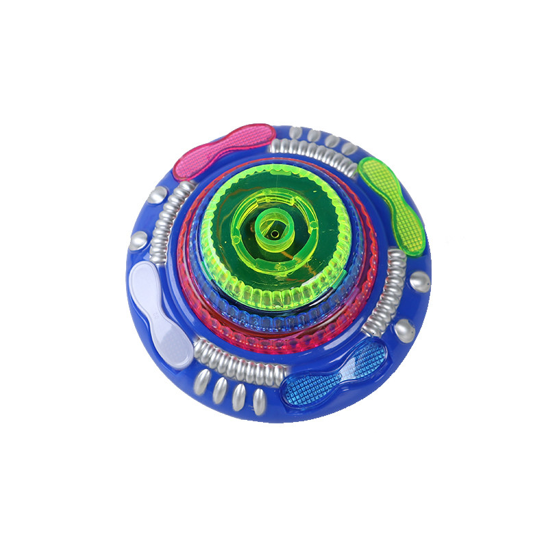 陀螺七彩发光玩具新款卡通音乐旋转灯光光能陀螺