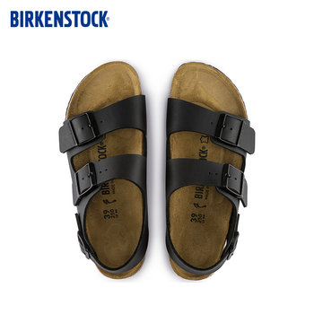 BIRKENSTOCK Birkenstock sandals cork ສໍາລັບຜູ້ຊາຍແລະແມ່ຍິງ double-buckle sandals ນໍາເຂົ້າຊຸດ Milano