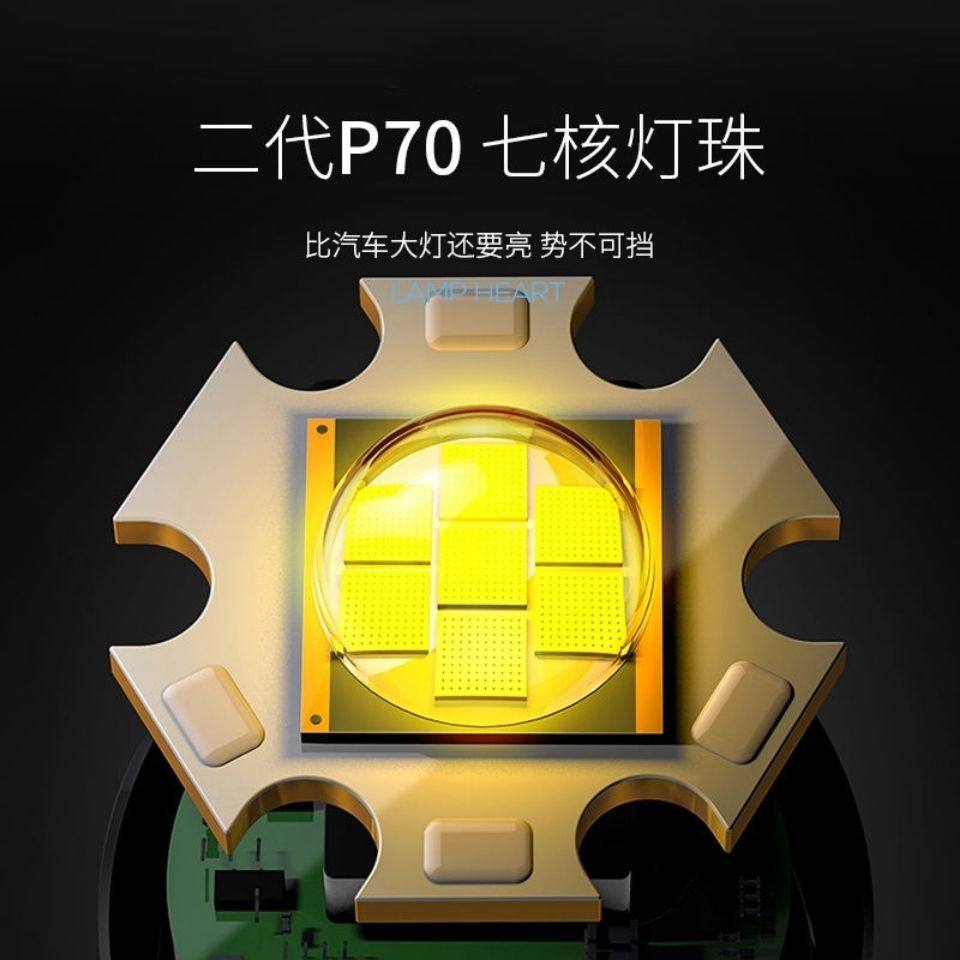 手电筒微笑鲨p90强光p70户外变焦便携远射大功率手电筒