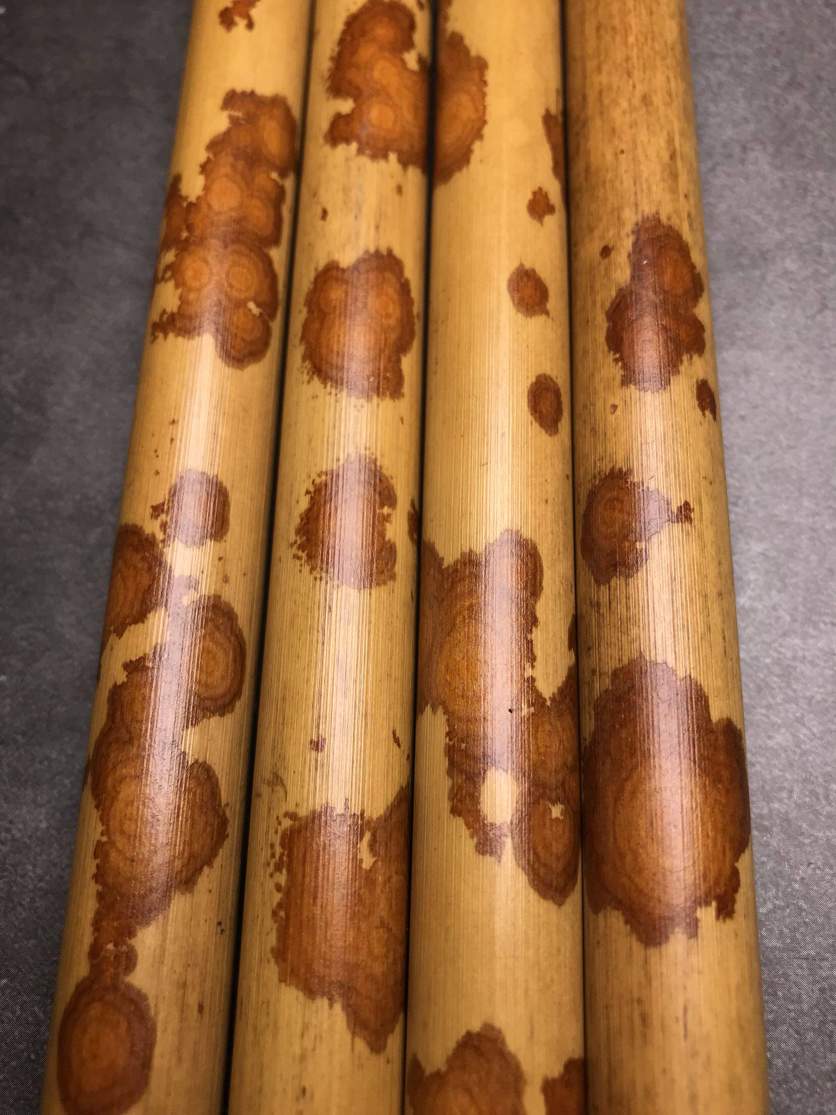 红湘妃扇十年蜡底红花湘妃竹骨料文玩扇子原竹扇子