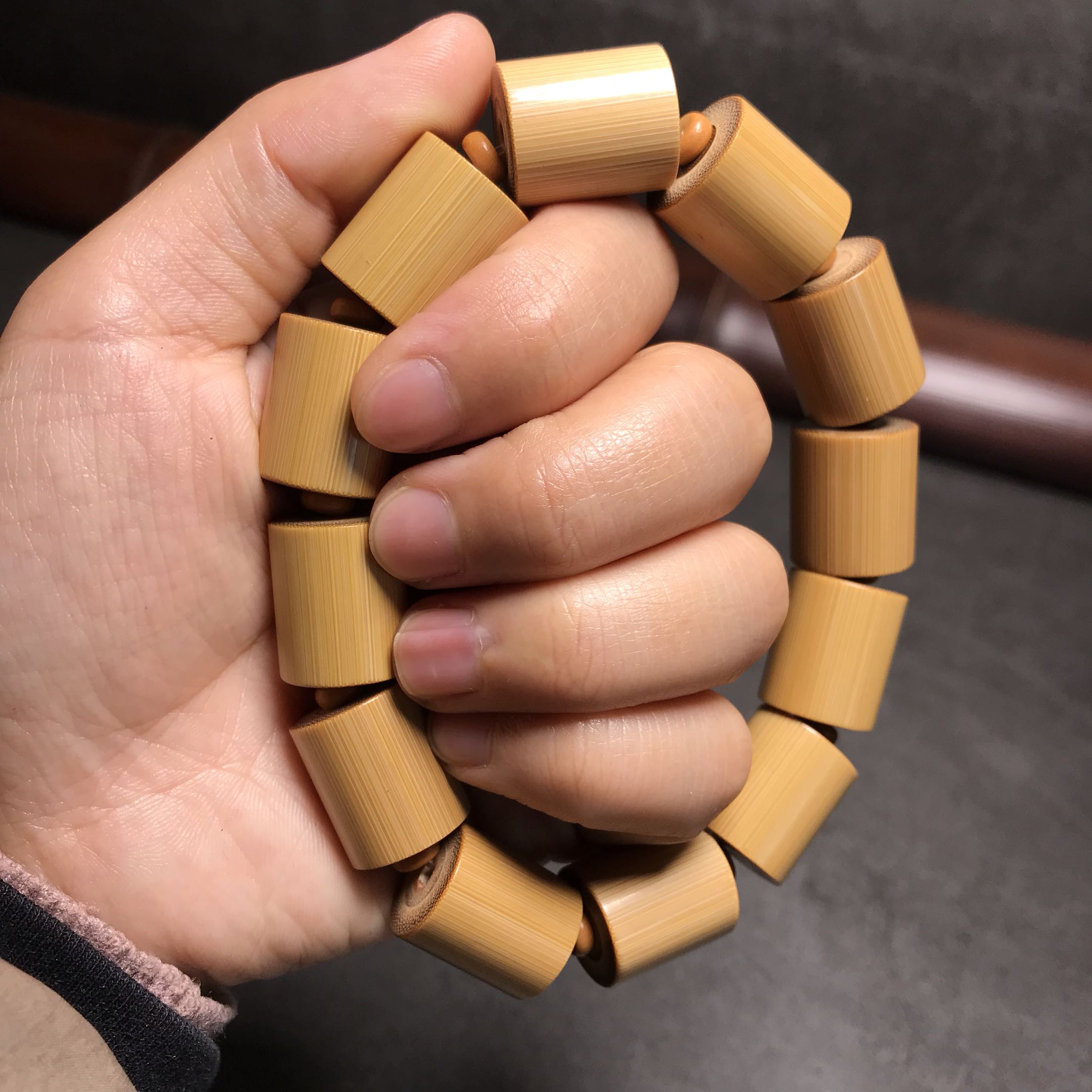 玉竹手串文玩实心竹手串镶嵌工艺把玩竹子佛珠