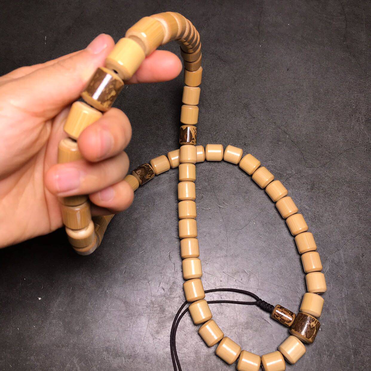 玉竹手串54颗挂脖项链脖圈文玩手持竹子佛珠手串