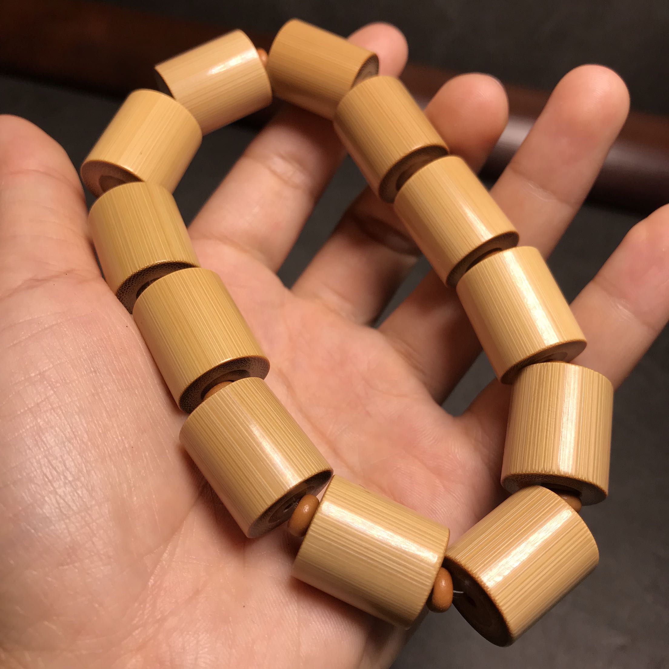 玉竹手串文玩实心竹手串镶嵌工艺把玩竹子佛珠