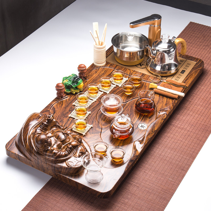 立森全自动茶具套装家用泡茶实木茶盘整套紫砂功夫茶具茶台茶海