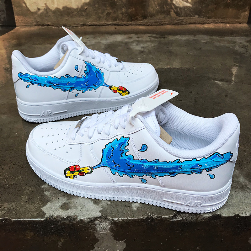 定制球鞋af1改色涂鸦空军一号水枪主题不包手绘真人漫画