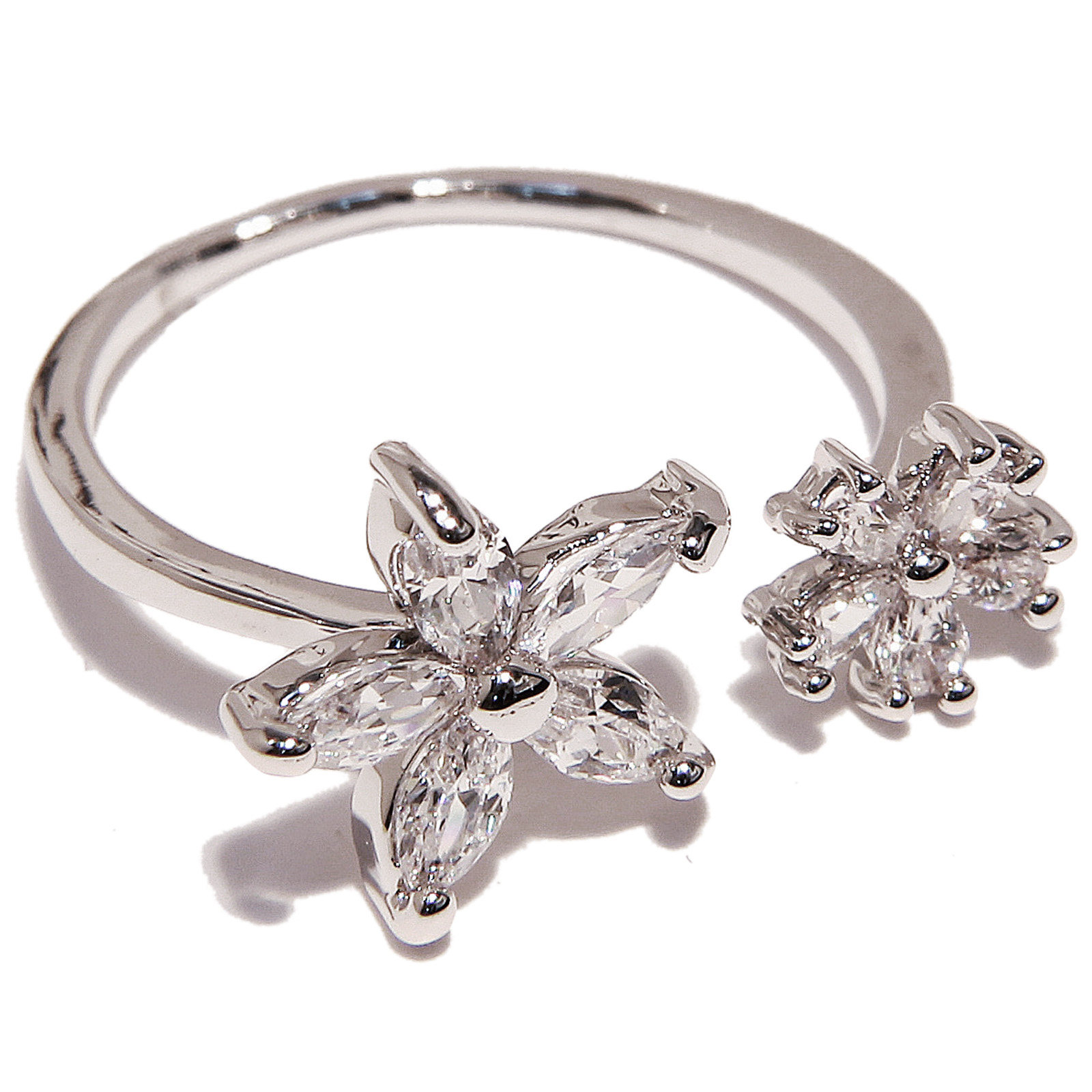 美派装饰戒指微镶皓钻闪耀樱花活口食指时装戒指