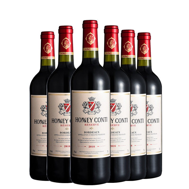 法国750ml六支原瓶整箱红葡萄酒珍藏康帝霍尼进口干红静态葡萄酒