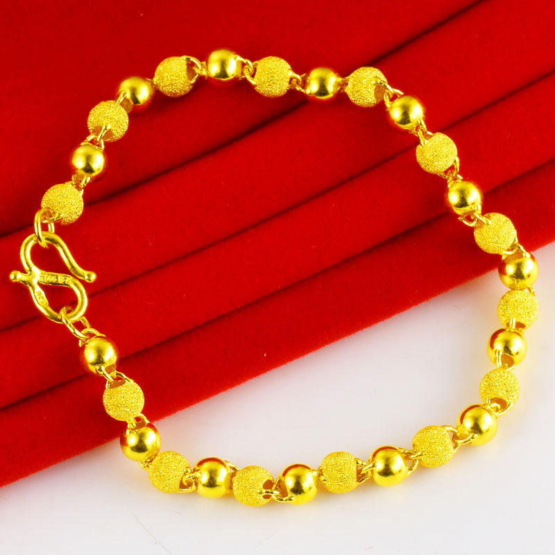 正品朋友饰品真金24k转运面光黄金金沙足金手饰