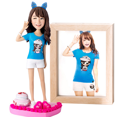 软陶人偶照片定制diy泥人真人公仔 人像泥塑玩偶蜡像生日结婚礼物