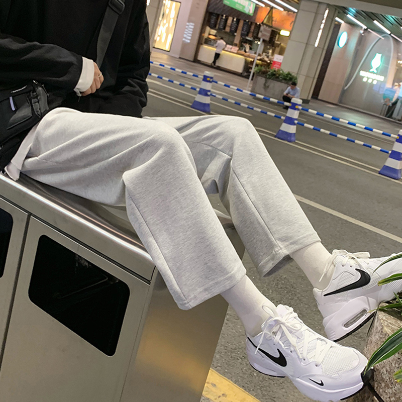 春季裤子男韩版潮流直筒阔腿灰色卫裤痞帅休闲长裤宽松百搭运动裤