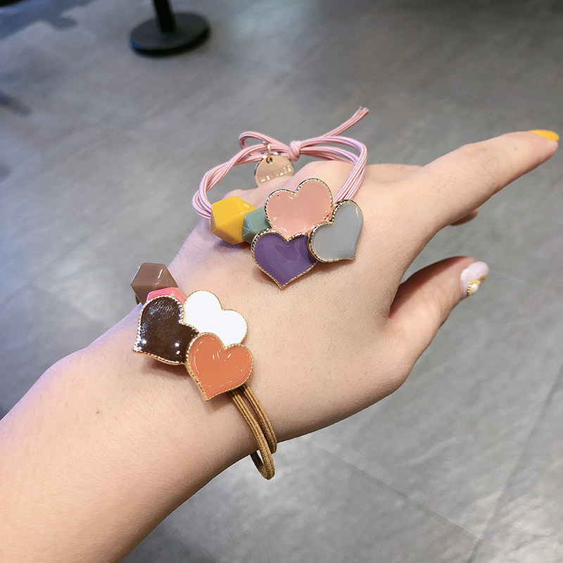 包邮网红心形发绳女简约发圈手链两用饰品彩色发饰