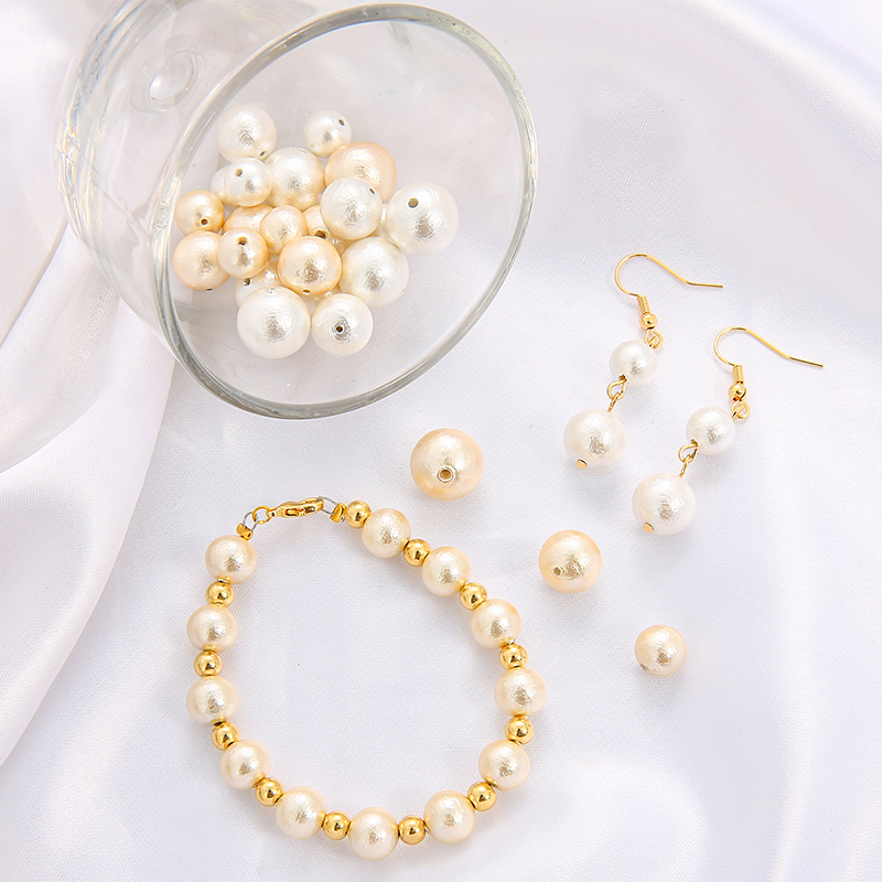 棉花珍珠圆珠珠子手工diy自制手链项链耳坠其他diy饰品配件