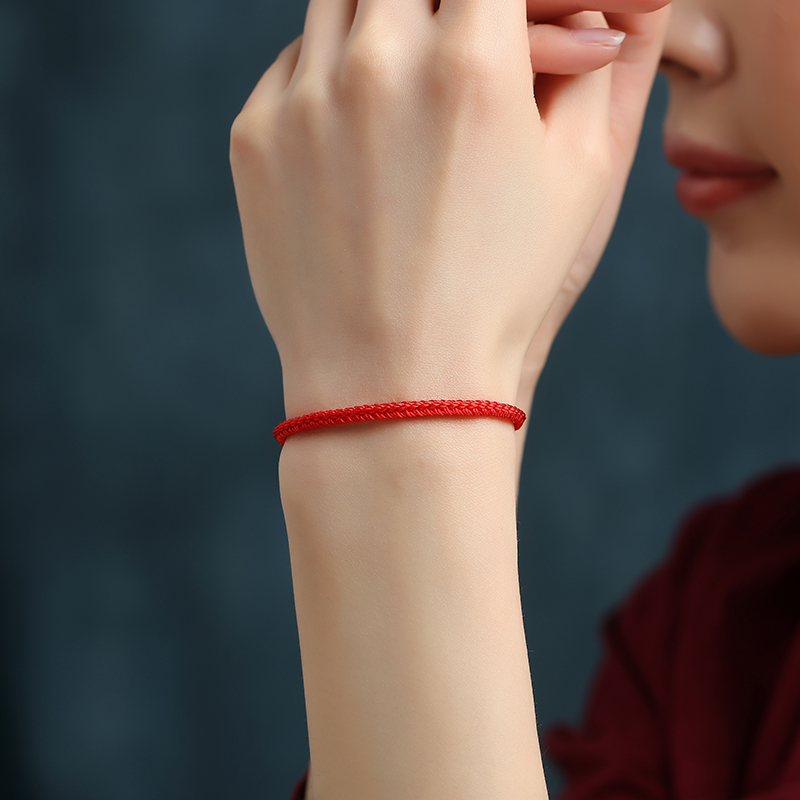 红绳手链女细款本命年简约手工编织小红金刚红色手链
