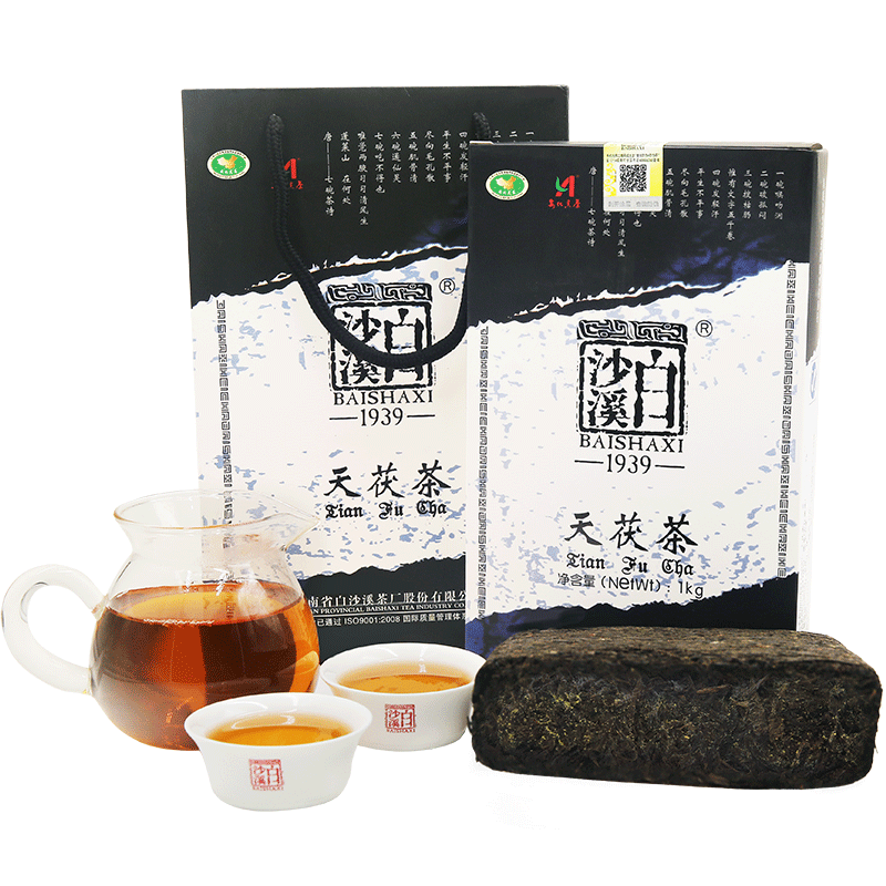 正宗安化黑茶 白沙溪一级手筑陈料老茯砖 天茯茶1kg