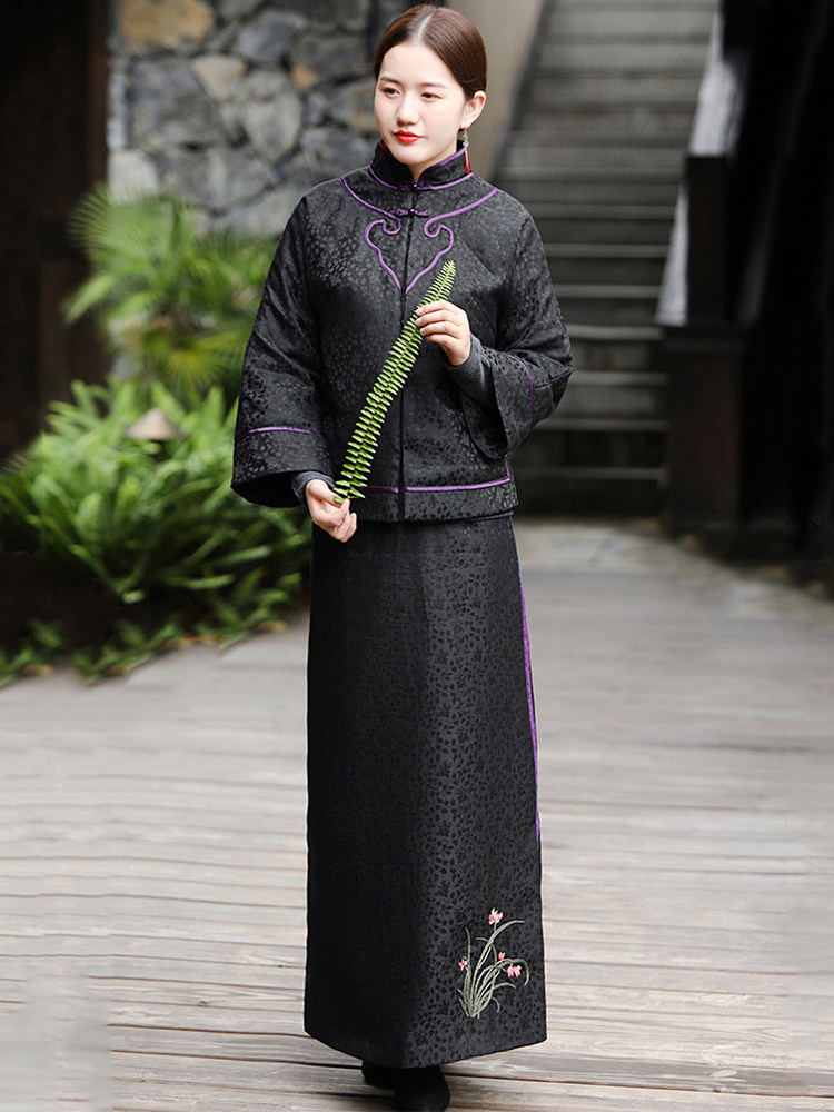 安意真丝香云提花缎短棉衣衣夹美丽奴羊毛棉袄棉衣
