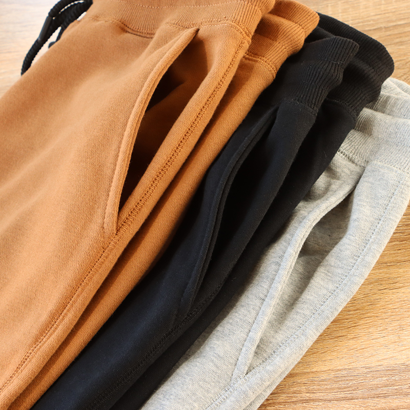 外贸日单剪标水洗全棉运动裤春季男装宽松毛圈卫裤经典束口长裤潮