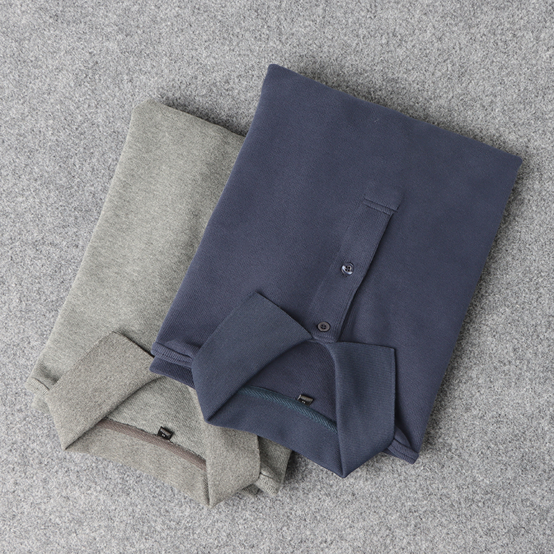 外贸男装剪标高克重纯棉长袖POLO打底衫针织衫上衣时尚休闲男士潮