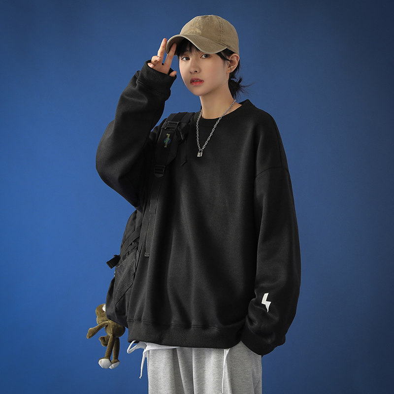 秋冬季套头慵懒松显韩版宽ins卫衣女圆领送一上衣卫衣