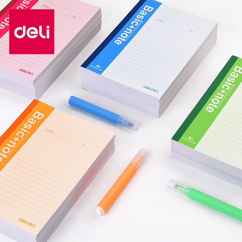 得力软面抄笔记本a5本子记事本小办公用软抄本文具学生简约线圈本加厚