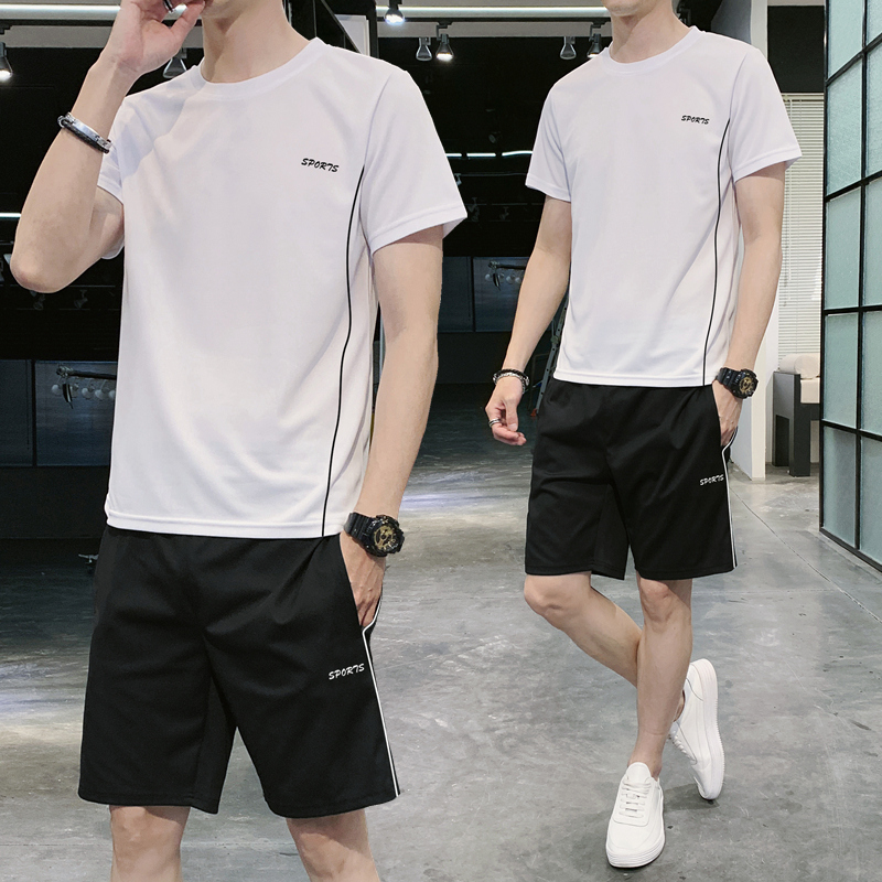 运动套装男新款跑步健身休闲两件套短袖短裤速干薄款篮球冰丝夏季