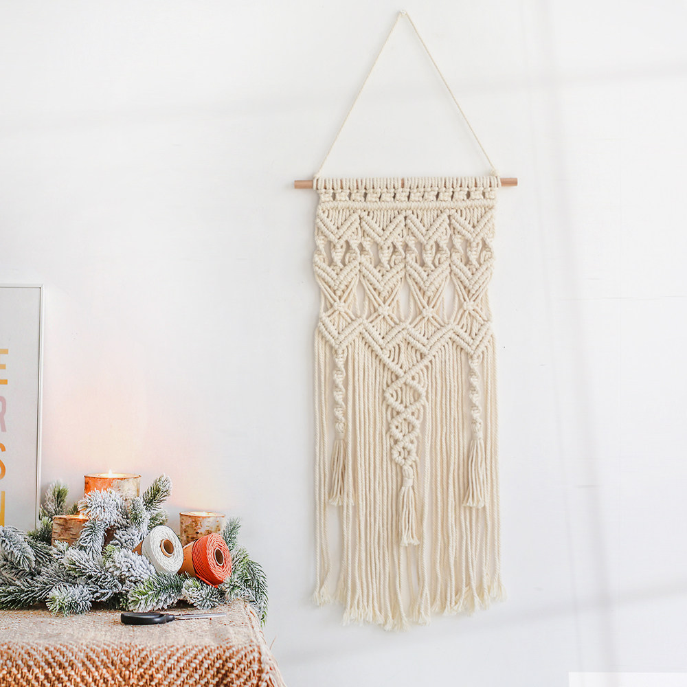 ins北欧流苏挂毯宿棉手工编织艺术创意挂饰壁饰