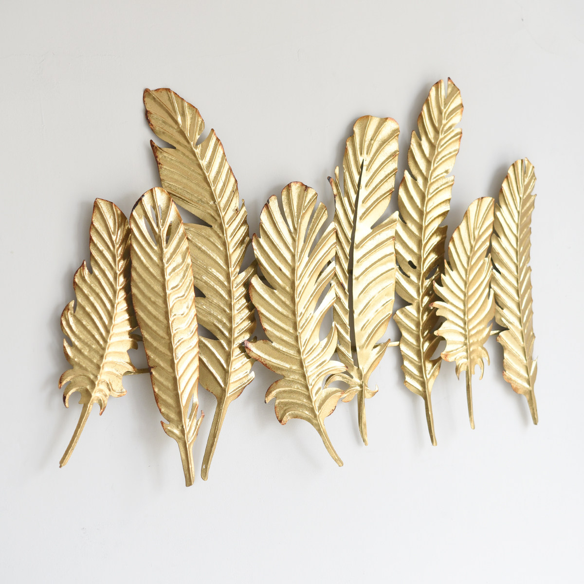 轻奢现代时尚立体铁艺金色叶子壁挂墙面客厅壁饰