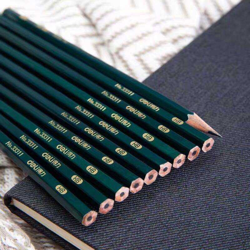铅笔得力经典六角原木2hhb2b小学生考试书写绘图铅笔